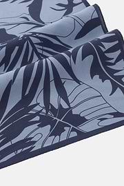 Leaf Print Silk Bandana, Blue, thumb, 3