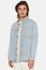 Cotton Denim Overshirt, Light Blue, hi-res