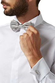 Silver Knotted Silk Bow Tie, , thumb, 2