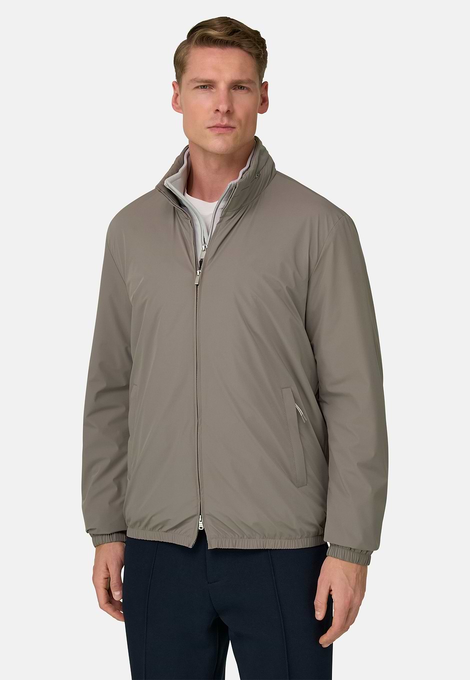 Technical Fabric Bomber Jacket, Mud, hi-res