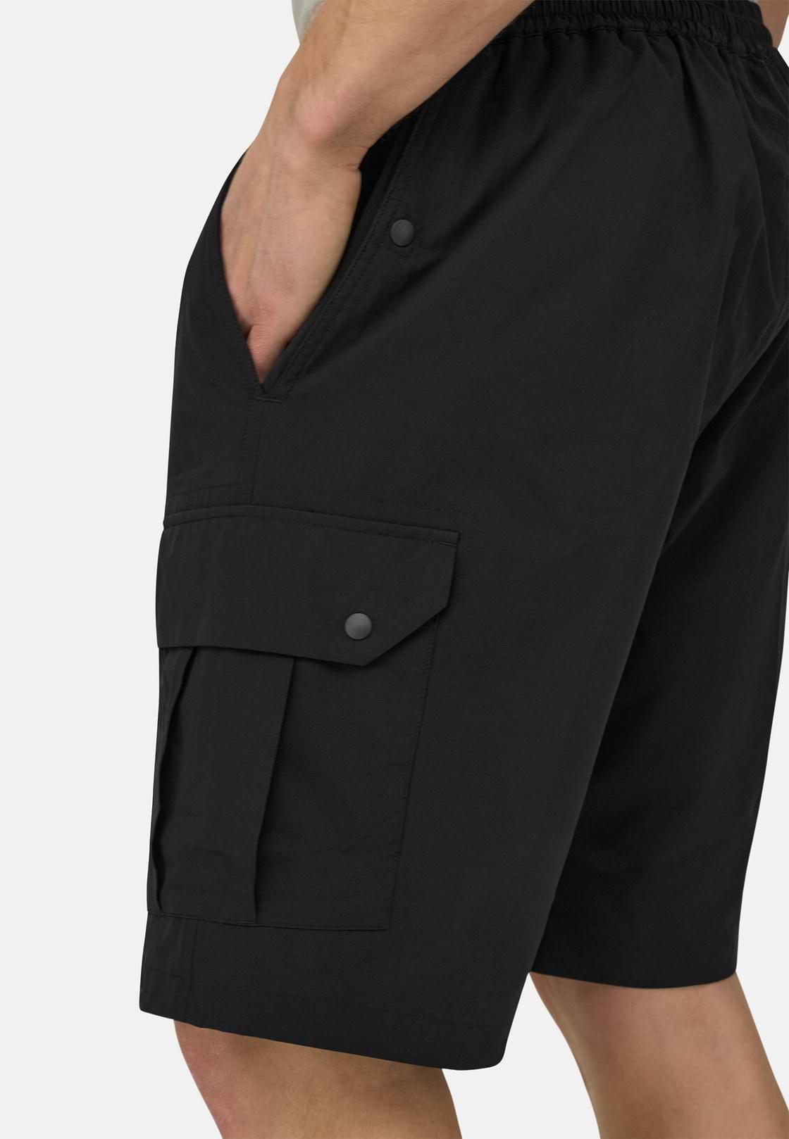 Nylon Bermuda Shorts, Black, hi-res, 5