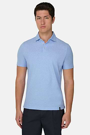 Cotton Linen Polo, Light Blue, thumb, 2
