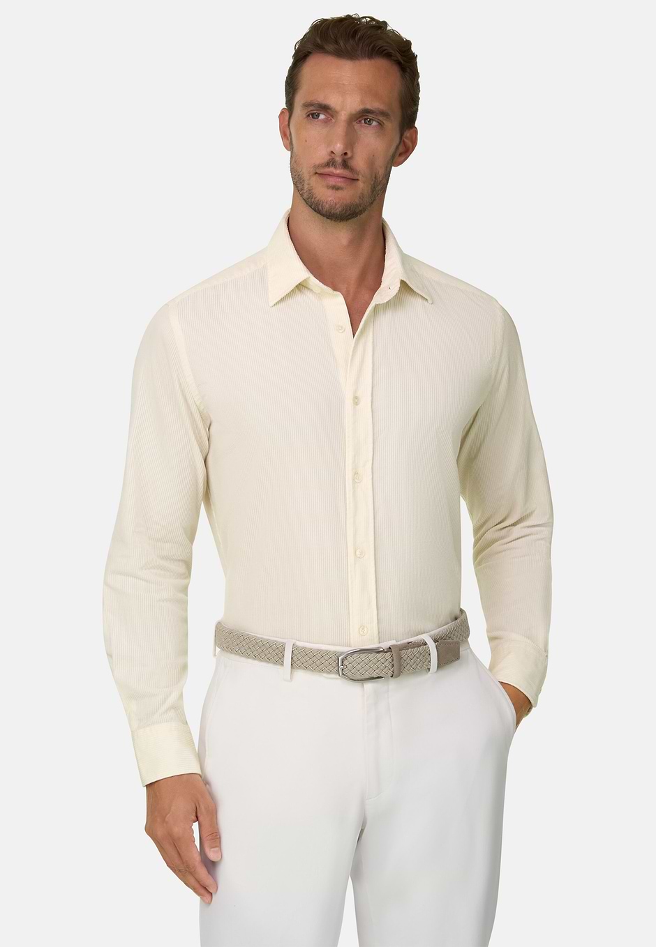 Shirt in Cotton Blend Corduroy Regular Fit, Offwhite, hi-res
