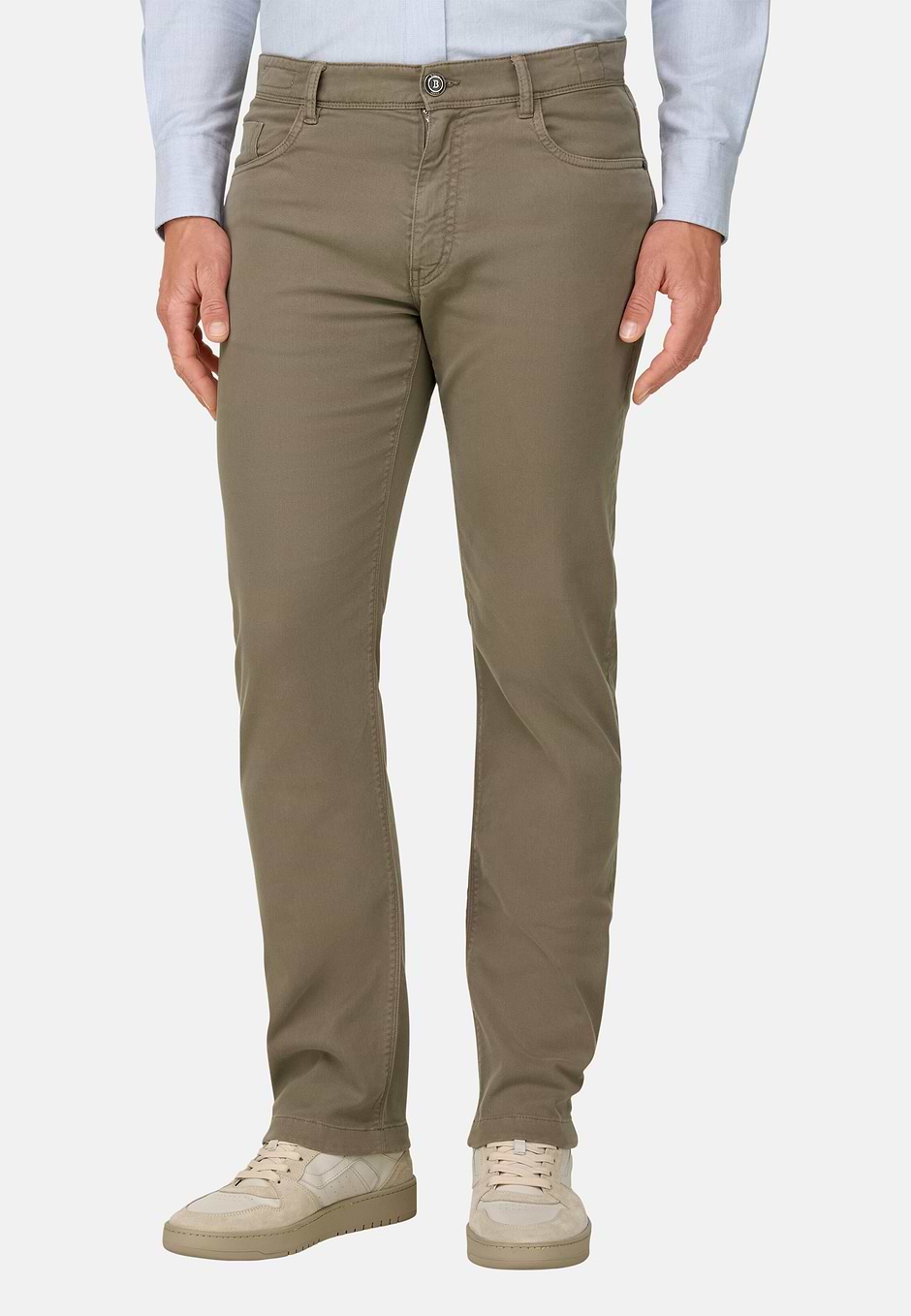 Jeans en Coton Tencel Extensible, Boue, hi-res