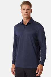 Camisola Polo em Jersey de Algodão Regular Fit, Navy blue, hi-res