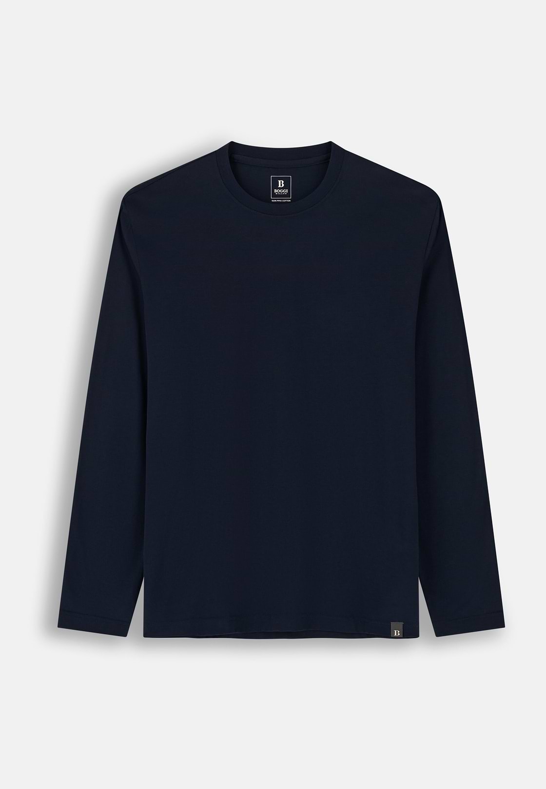 Koszulka Z Bawełnianego Dżerseju Pima Z Długim Rękawem, Navy blue, hi-res, 5