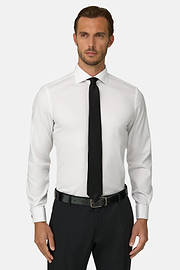 Slim Fit Pinpoint Cotton Shirt, White, thumb, 1