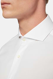 White slim fit cotton pin point shirt, White, hi-res