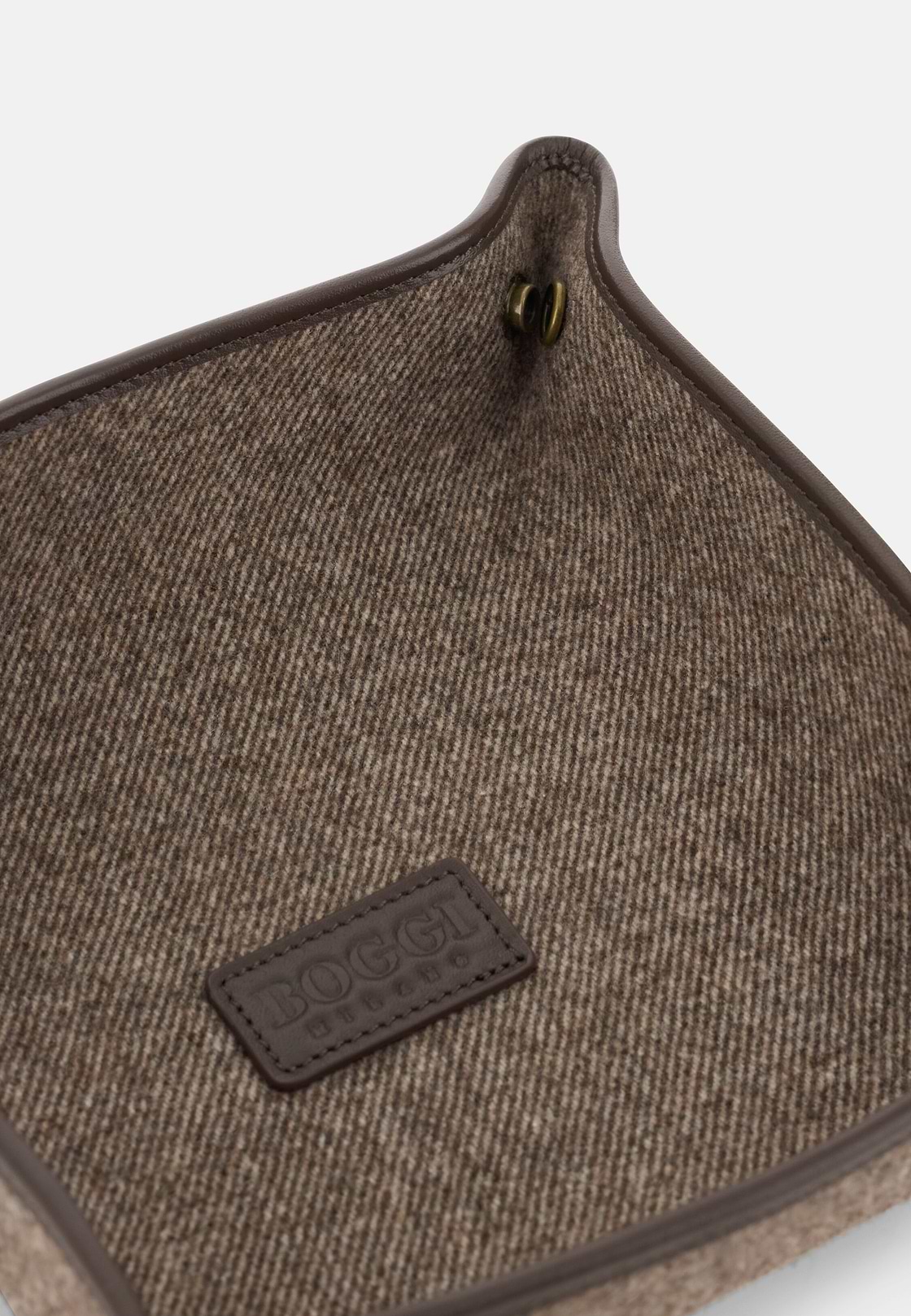 Valet Tray in Leather and Wool, Taupe, hi-res, 2