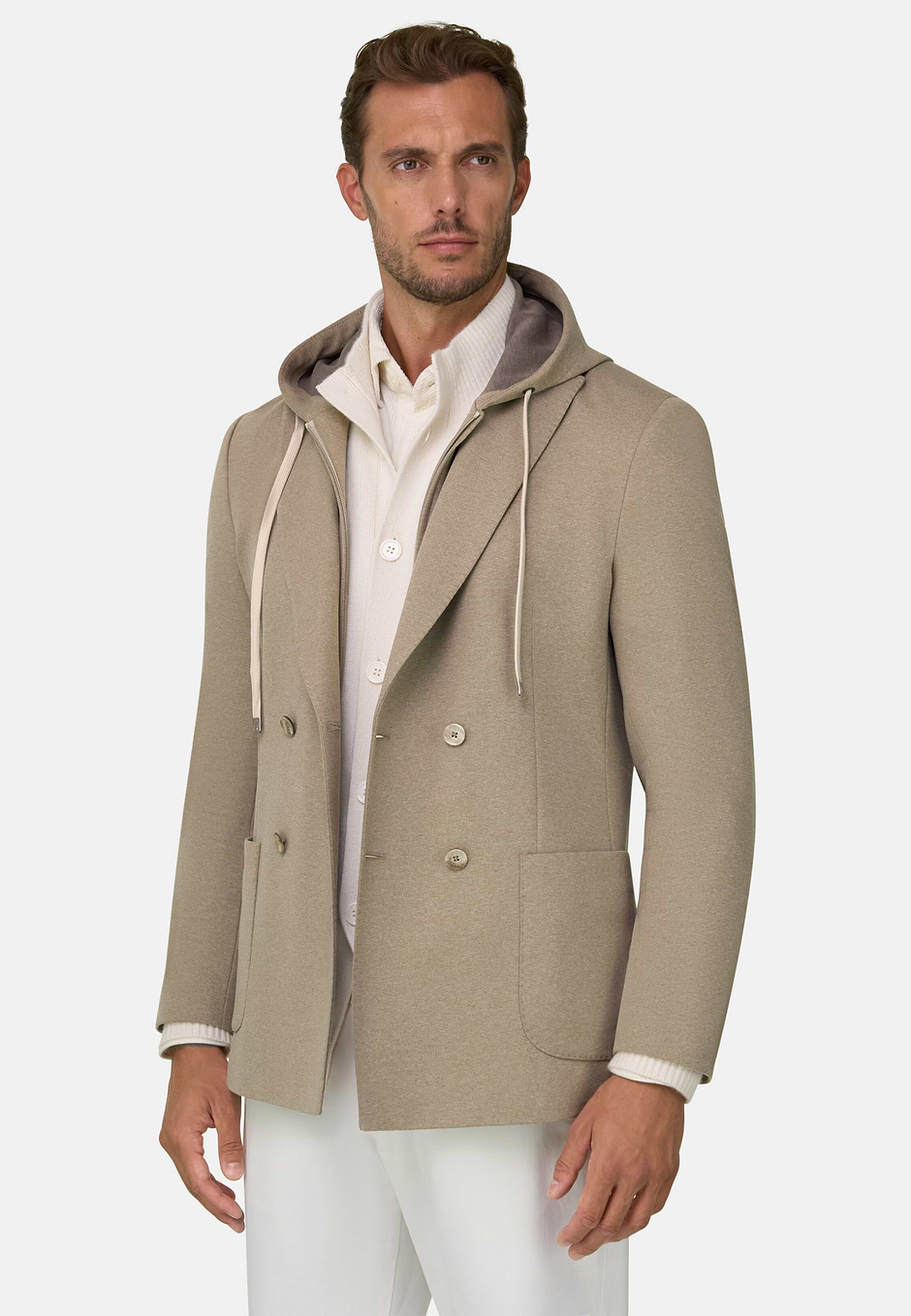 Chaqueta de Felpa Madison en Mezcla de Algodón B Jersey, Taupe, hi-res