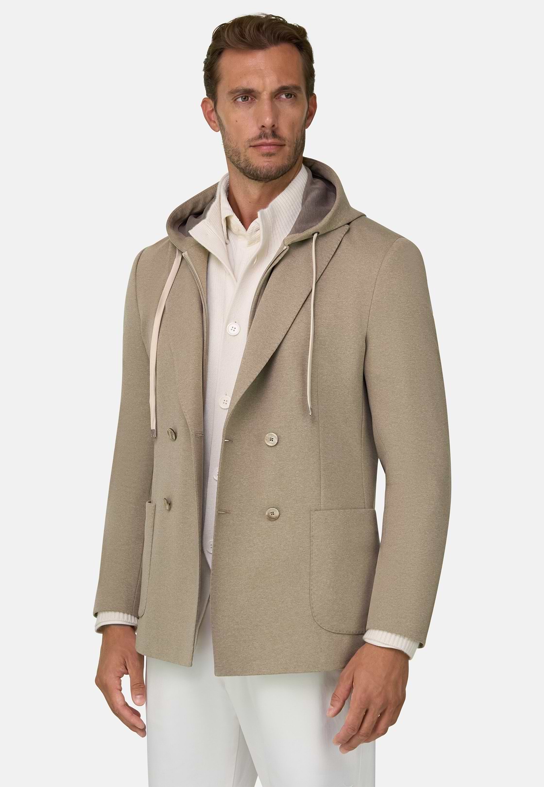 Sweatshirt Blazer Columbus in Cotton Blend B Jersey, Taupe, hi-res, 1