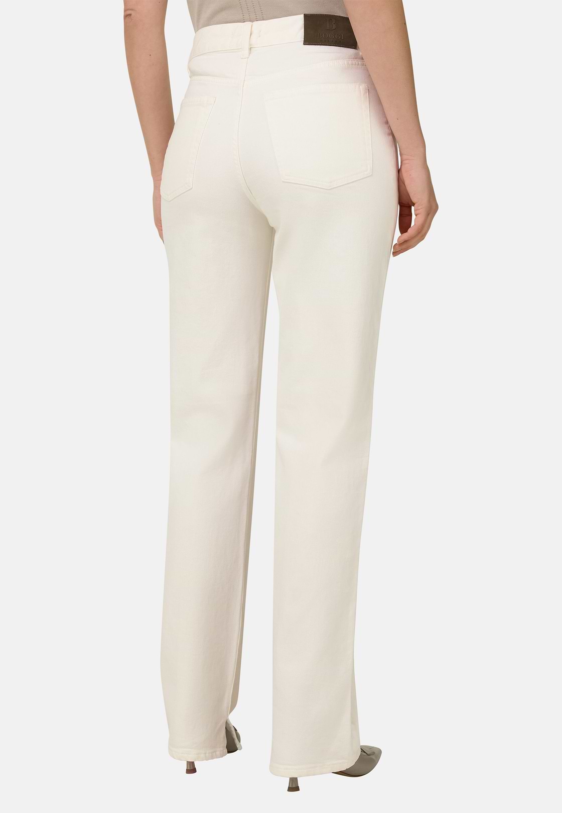 Cotton Denim Jeans, OFFWHITE, hi-res, 3