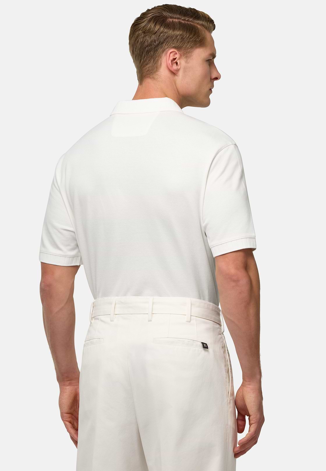 Cotton Piqué Polo Shirt, White, hi-res