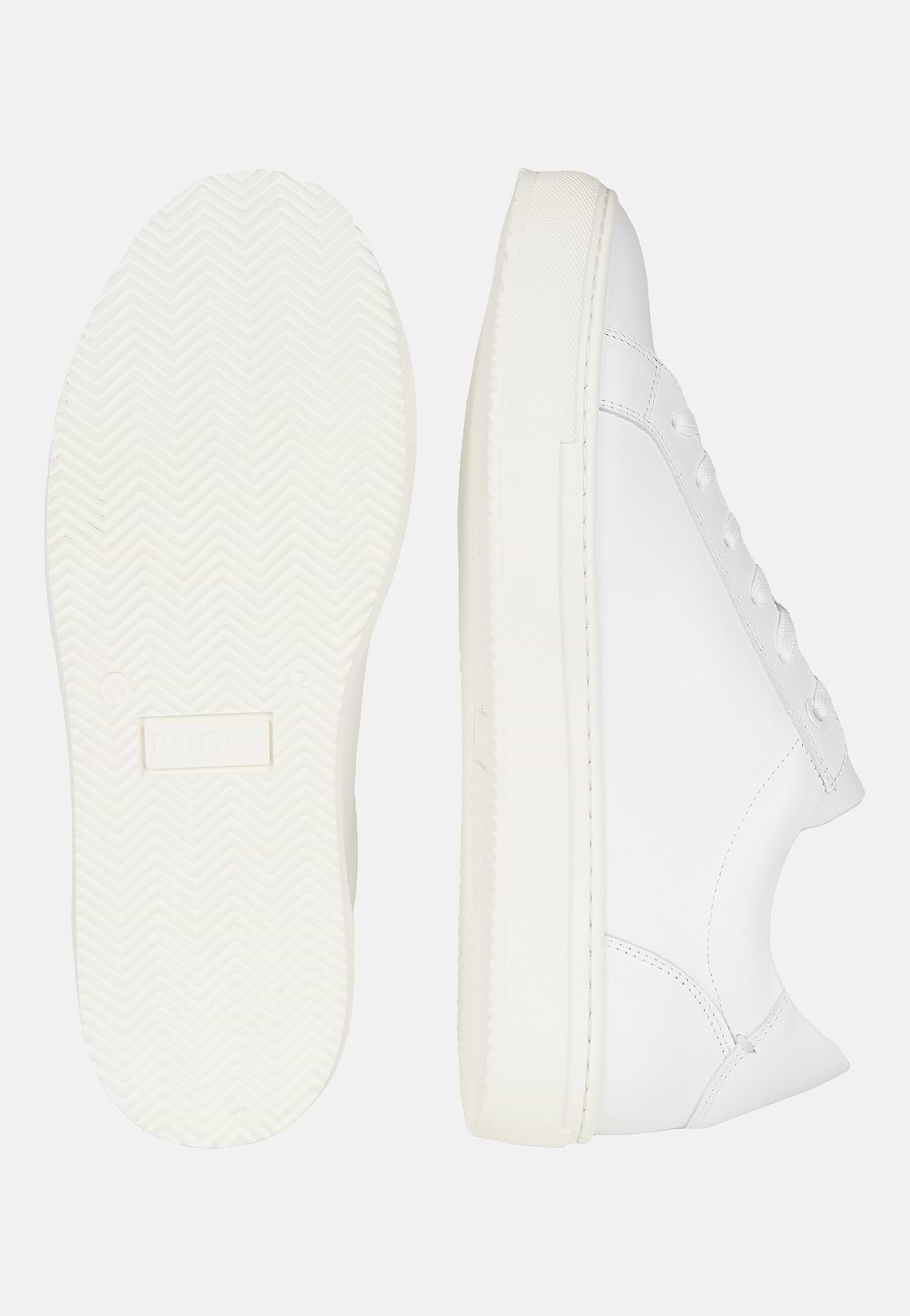 Sneakers In Pelle Bianca, Bianco, hi-res