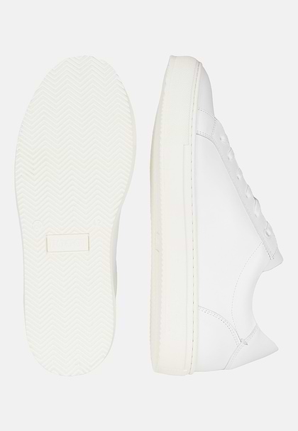 White Leather Trainers, White, hi-res