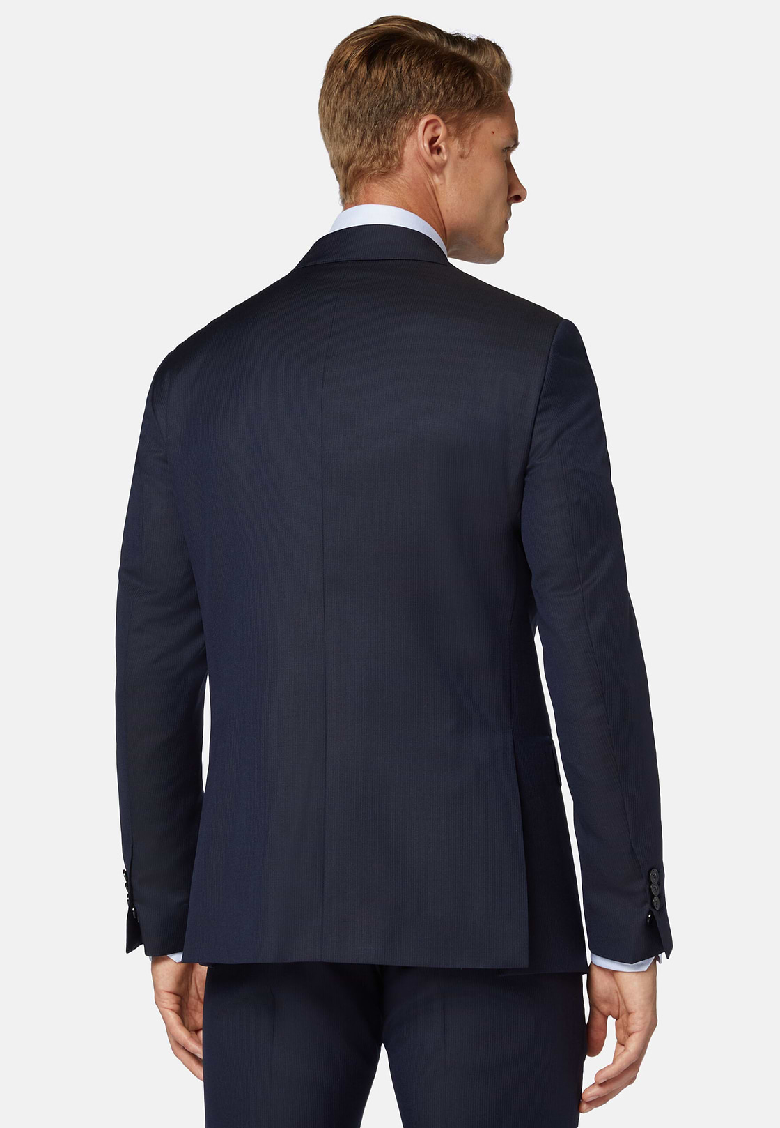 Navy Blue Pinstripe Wool Suit, Navy blue, hi-res