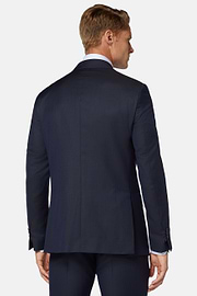 Navy Blue Pinstripe Wool Suit, Navy blue, hi-res