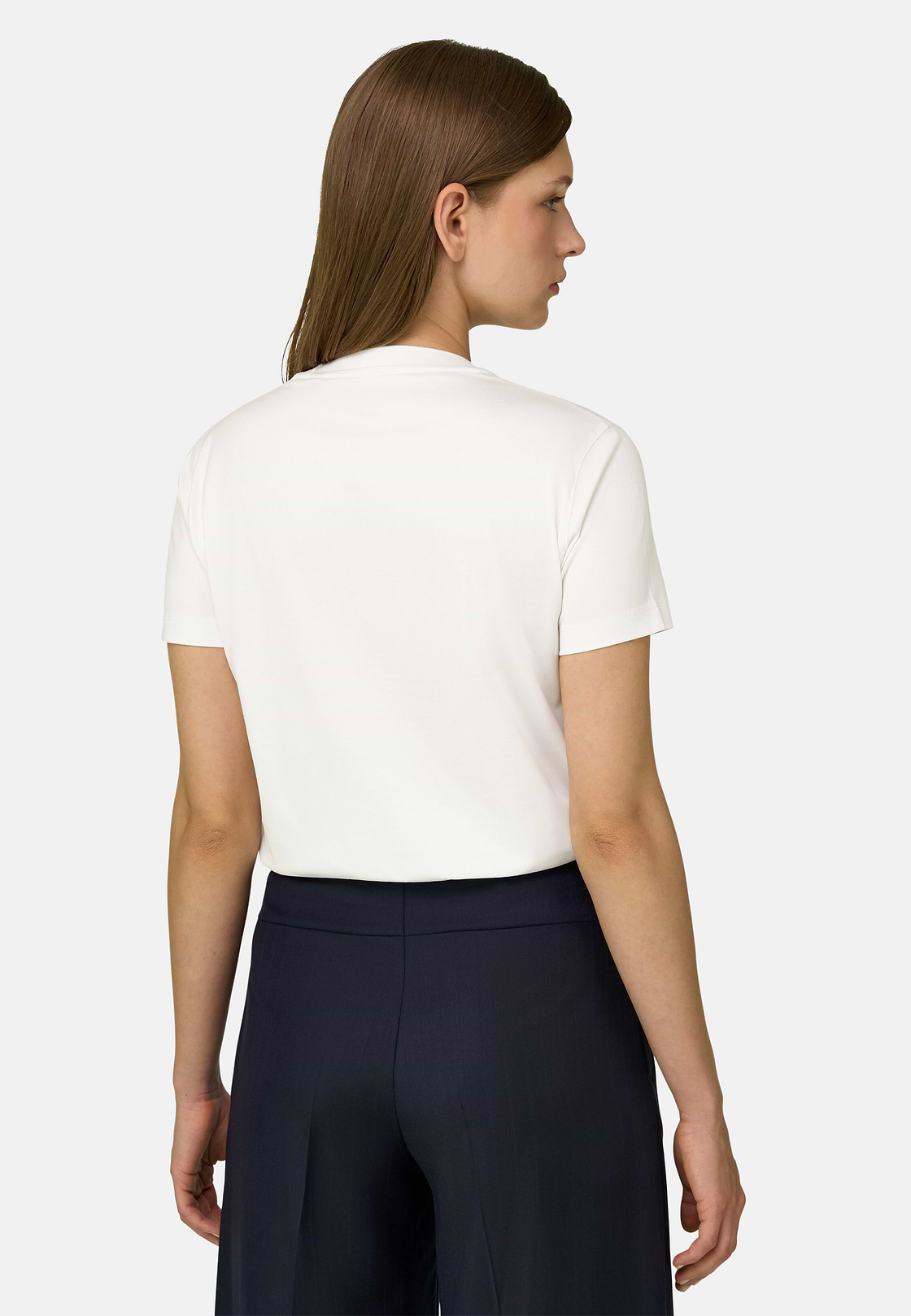 T-Shirt in Cotton Silk, White, hi-res, 4