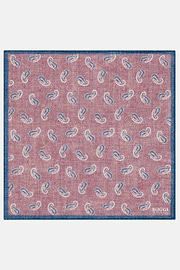 Paisley Print Linen Pocket Square, Rot, hi-res