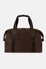 Travel Bag In Suede Leather, Brown, hi-res