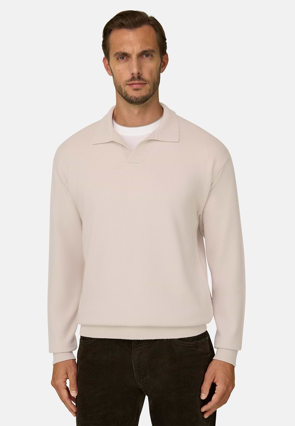 Polo de Punto en Mezcla de Cashmere, Arena, hi-res