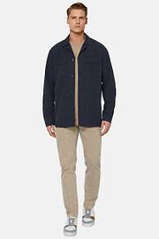 Link Shirt Jacket in Cotton and Lyocell, Navy blue, hi-res