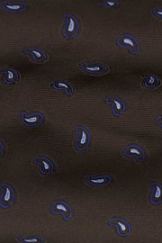 Tie Jacquard Micro Paisley Pattern Silk, Dark brown, thumb, 2