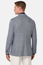 Chaqueta Jaspeada De Lino Algodón B Jersey, Azul, hi-res