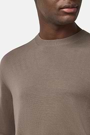 Jersey De Cuello Redondo De Lana Merina, Taupe, hi-res