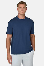 T-Shirt In Stretch Supima Cotton, Blue, hi-res