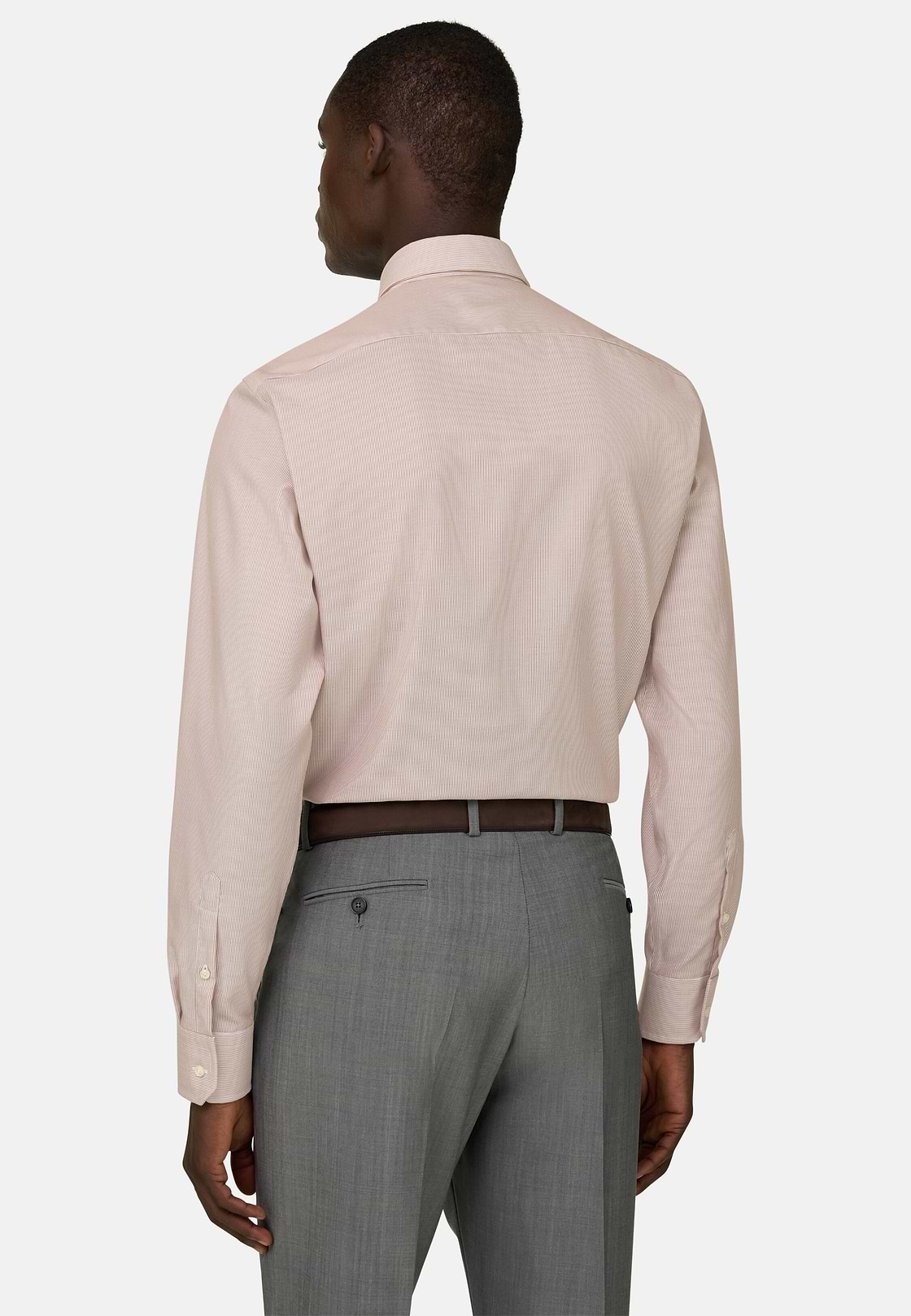 Camicia A Righe In Cotone Slim Fit, Nocciola, hi-res, 3