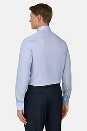 Camicia A Righe In Cotone Slim Fit, Azzurro, thumb, 3