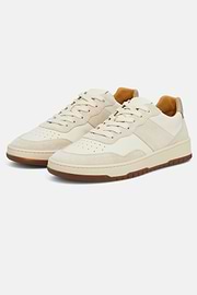 Sneakers In Pelle Bottalata, Beige, hi-res