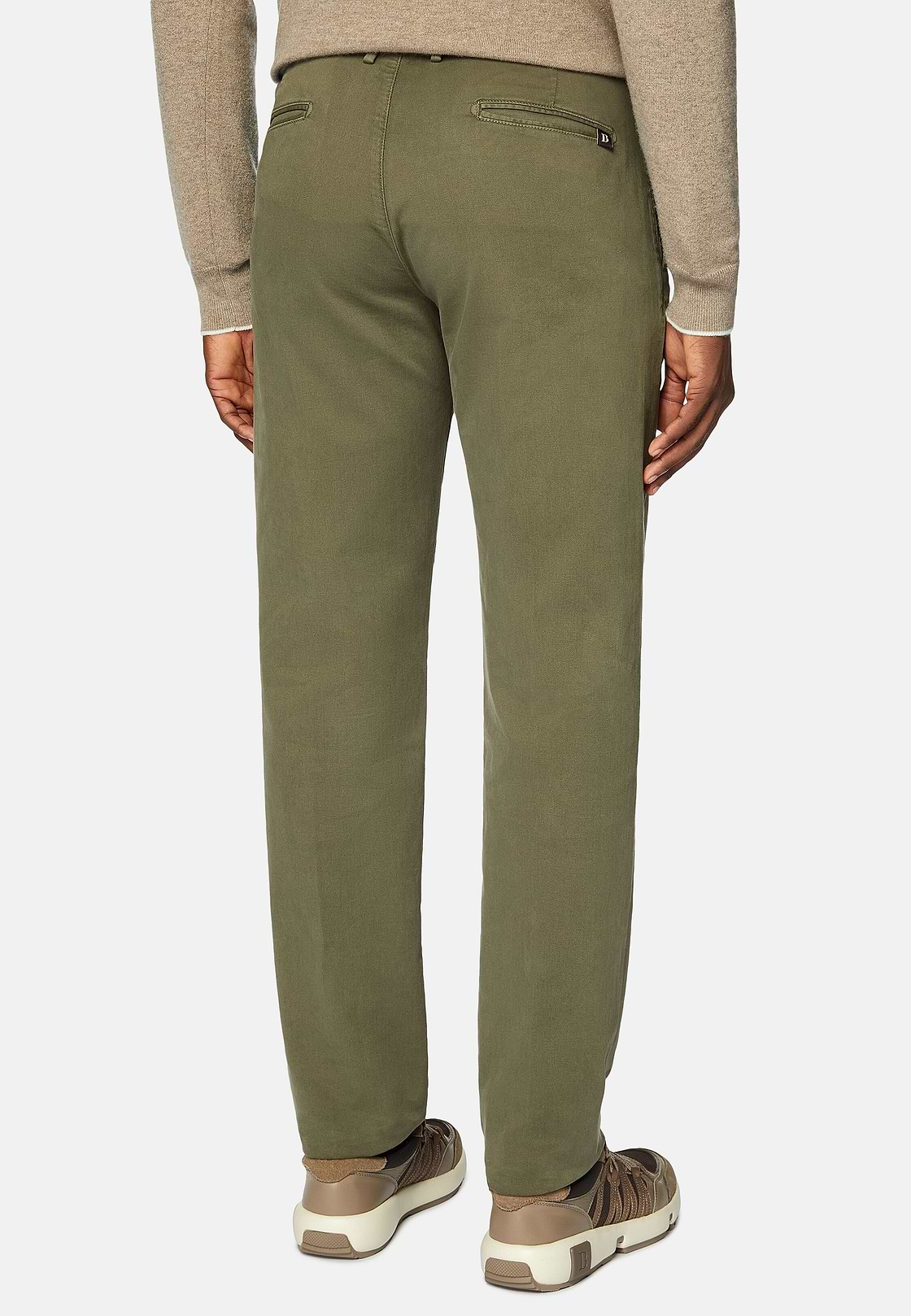 Stretch Cotton Trousers, Military Green, hi-res