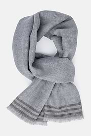 Drill Wool Scarf, Grey, hi-res