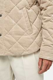 Padded Cotton Velvet Bomber Jacket, Beige, hi-res