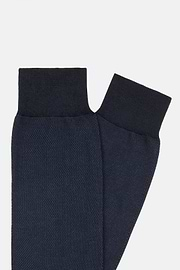 Oxford Cotton Socks In Organic Cotton, Navy blue, hi-res