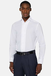 Chemise Blanche En Coton Dobby Regular Fit, Blanc, hi-res