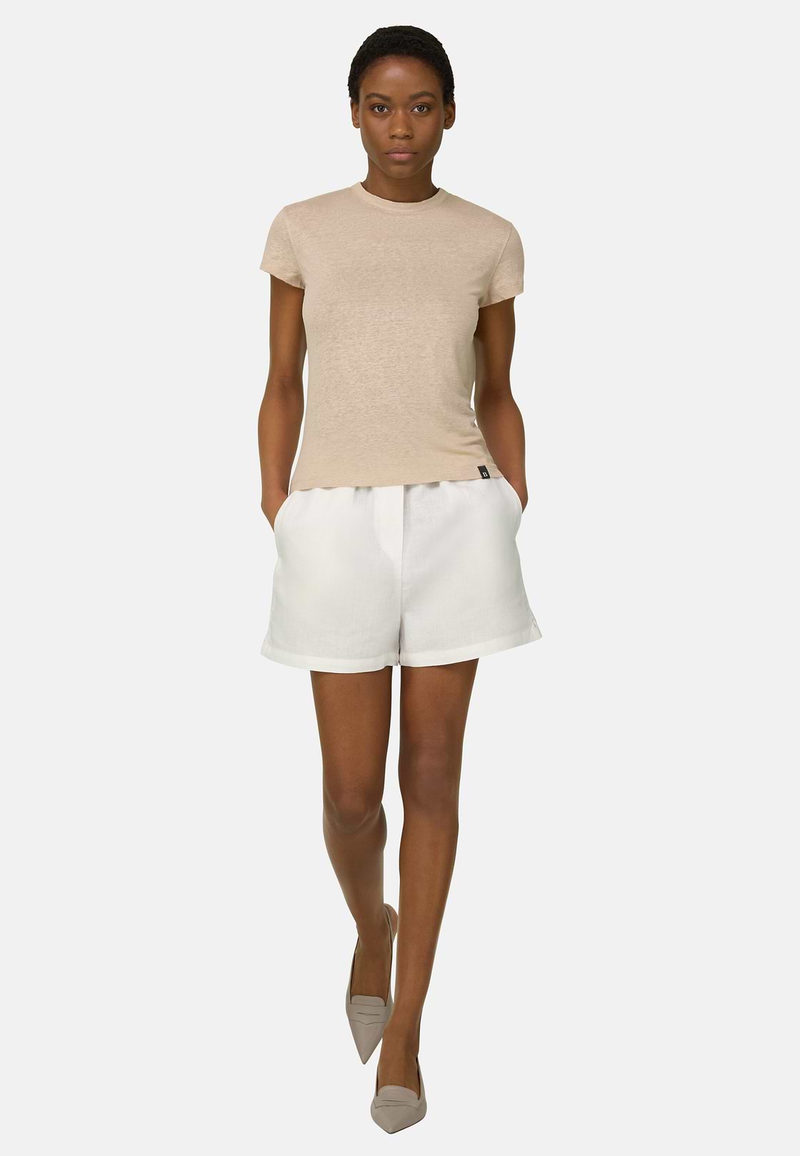 T-shirt en lin stretch, Sable, hi-res, 2
