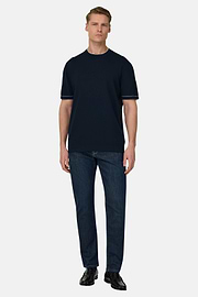 Dark Blue Stretch Denim Jeans, Dark Blue, thumb, 2