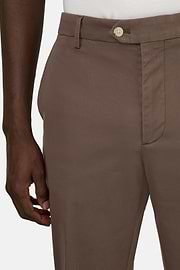 Pantalon En Coton Tencel Extensible, Marron, thumb, 4