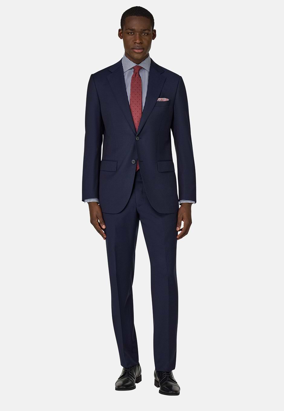 Micro Pattern Suit in Pure Wool, Navy blue, hi-res