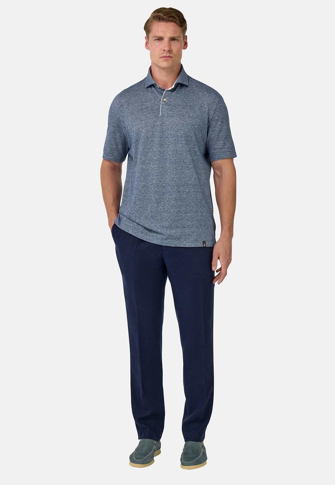 City Linen Trousers, Navy blue, hi-res