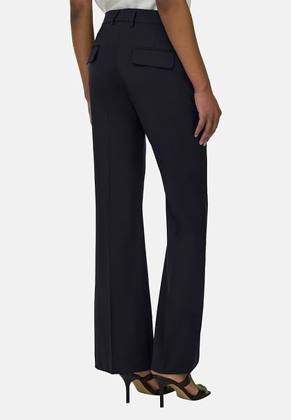 Pure Wool Trousers, Navy blue, hi-res