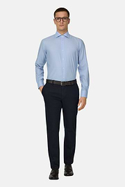 Slim Fit Houndstooth Cotton Shirt, Light Blue, thumb, 2