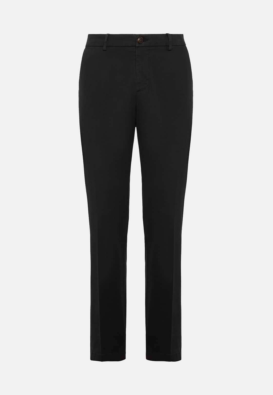 Stretch Cotton Trousers, Navy blue, hi-res