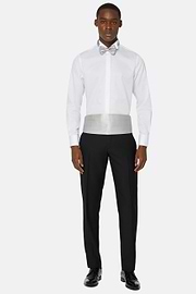 Slim fit cotton satin shirt, White, hi-res