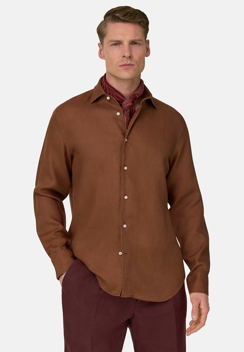 Regular Fit Linen Shirt, Red, hi-res