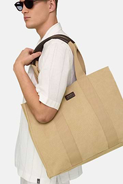 Cotton Blend Tote Bag, Beige, thumb, 2