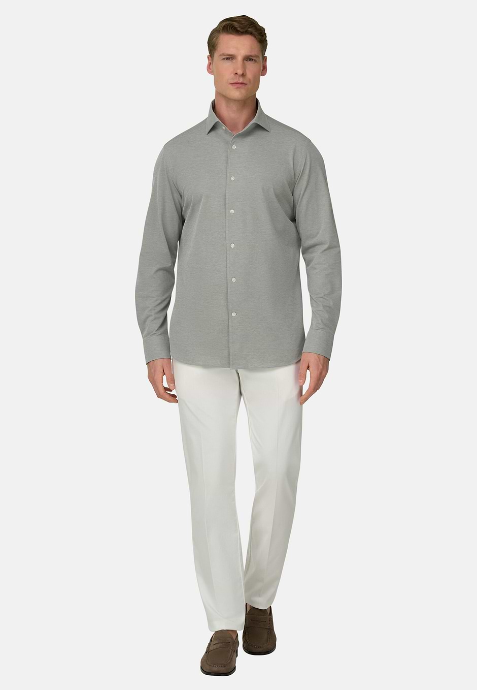 Polo Camicia In Jersey Giapponese Regular Fit, Militare, hi-res